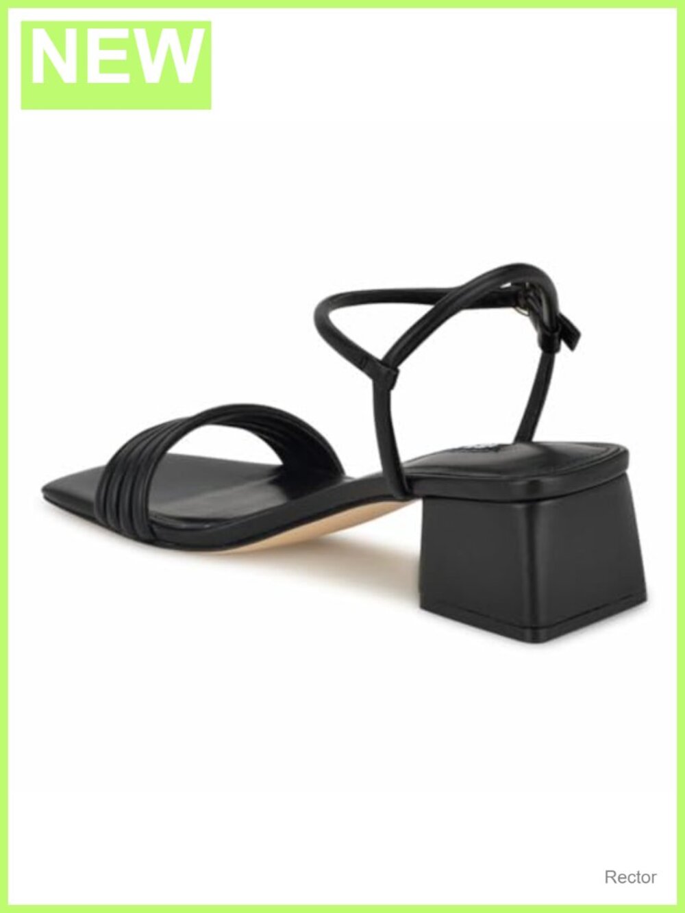 Nine West Women's Bernise Heeled Sandals Square Toe Ankle Strap Block Heel
